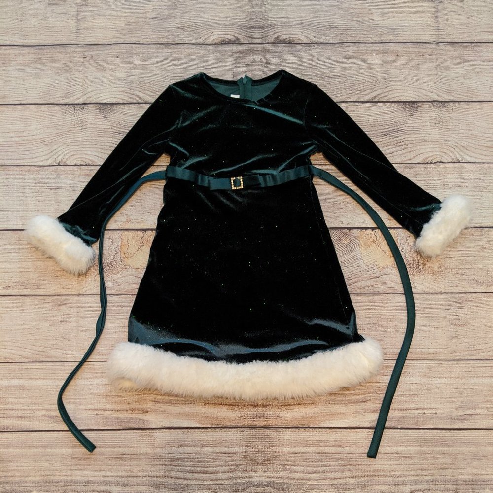 Bonnie Jean 5T Velvet Forest Green Sparkle Dress